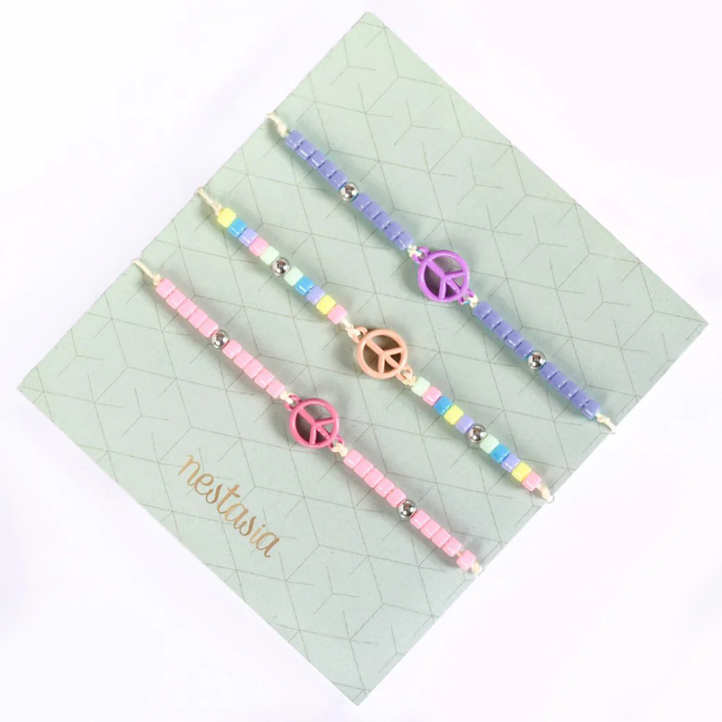 Set Of 3 Peace Symbol Colourful Bracelet - Image 3