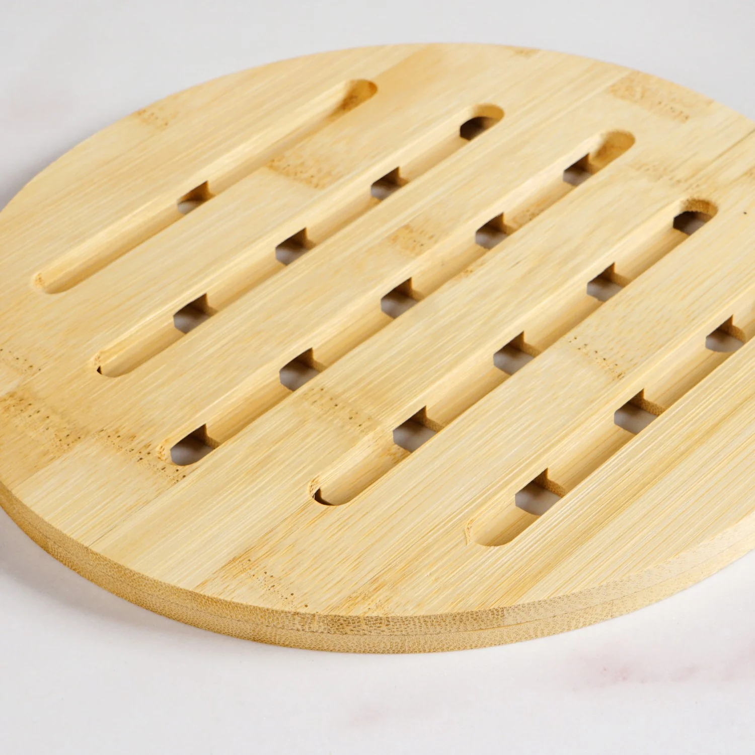 Set Of 3 Round Bamboo Wood Trivet - Image 5