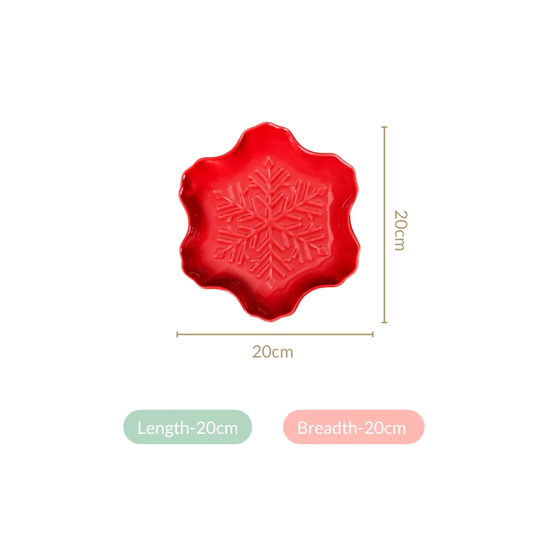 Set Of 3 Snowflake Ceramic Snack Plates - Image 4