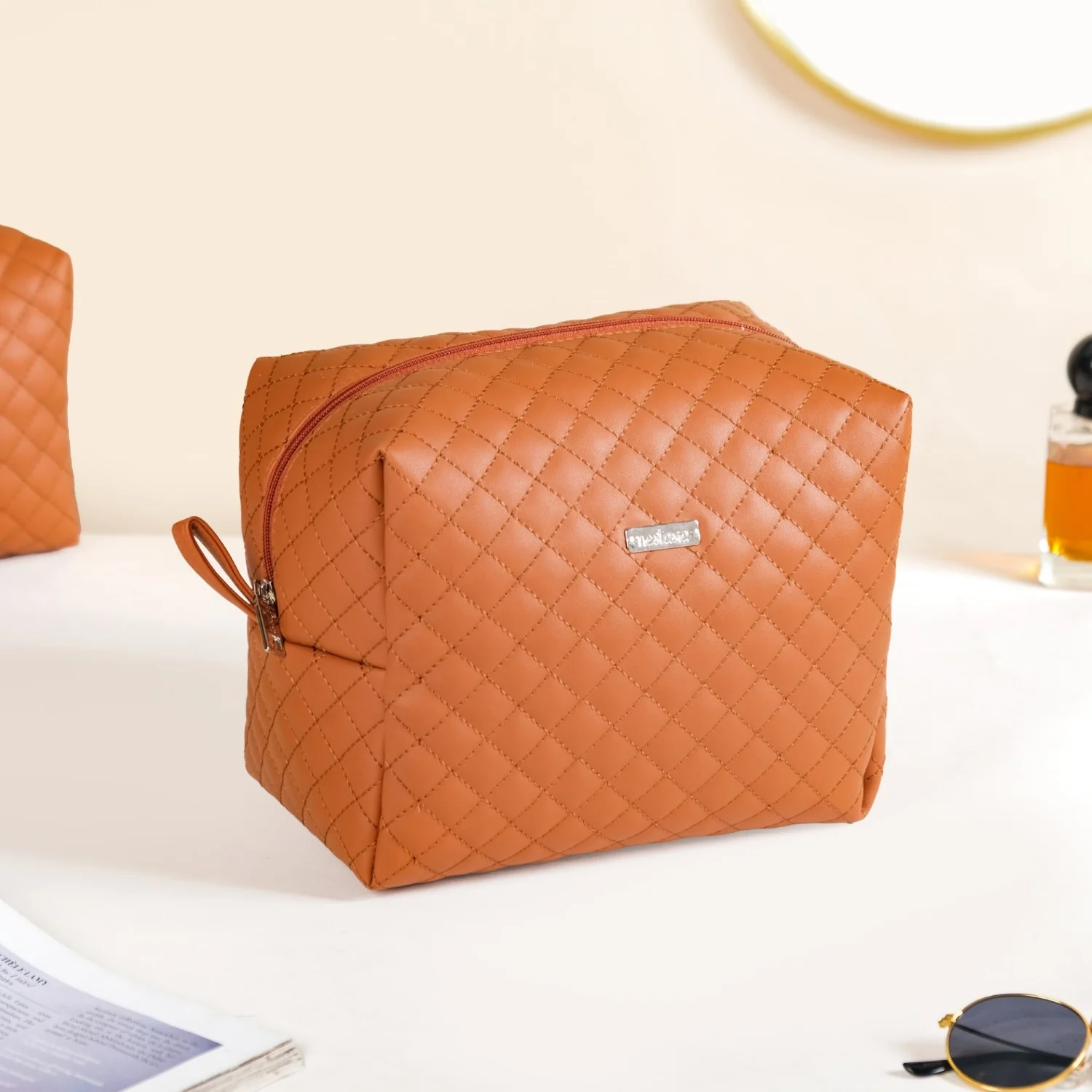 Set Of 3 Water Resistant Makeup Pouches Tan - Image 3