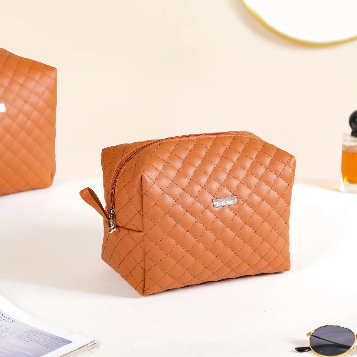 Set Of 3 Water Resistant Makeup Pouches Tan - Image 8