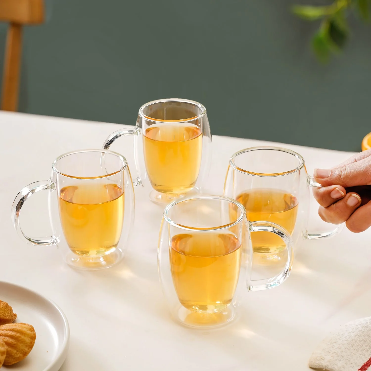 Set Of 4 Double Wall Glass Mugs 175ml - Image 2