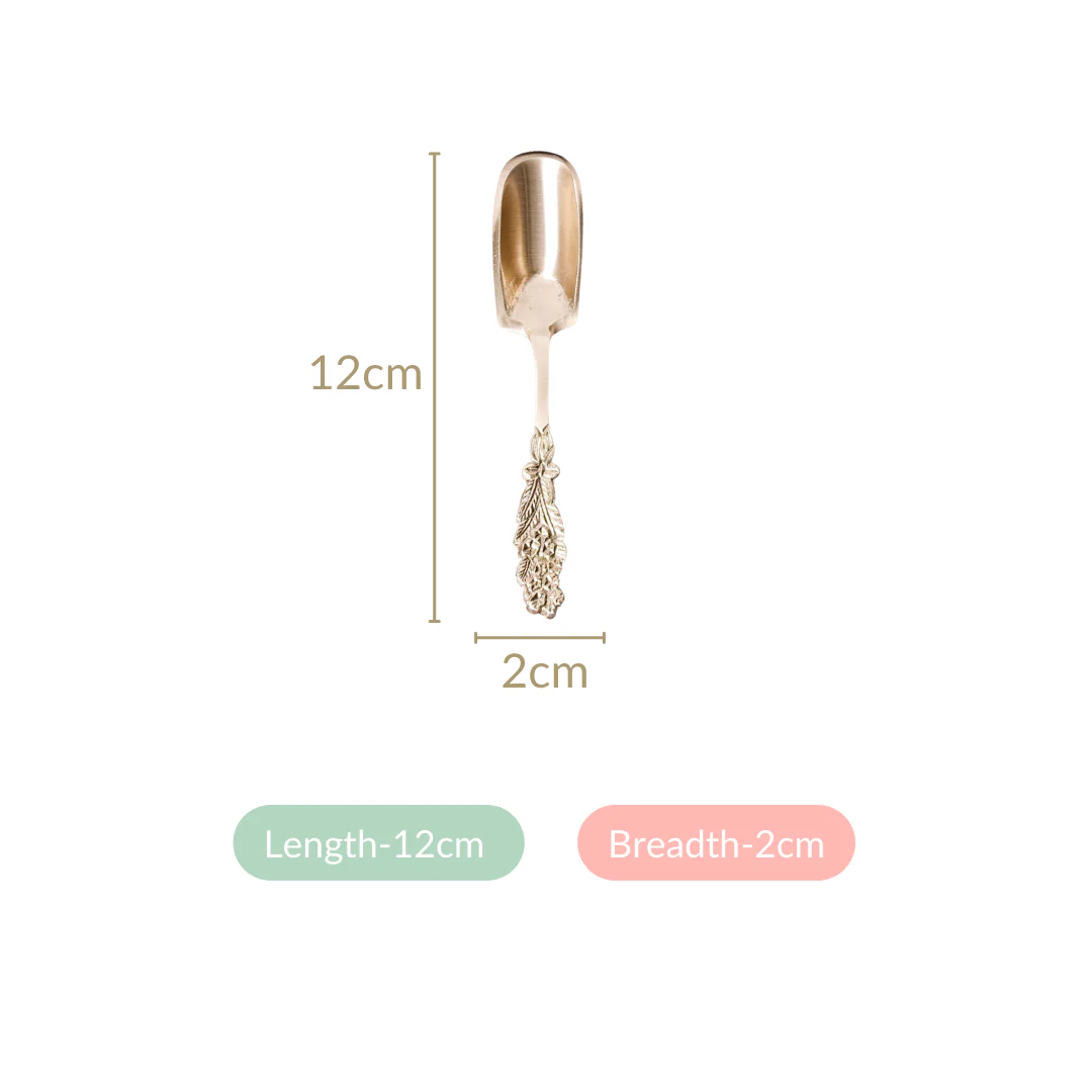 Set Of 4 Embossed Leaf Design Dessert Spoons - Image 6