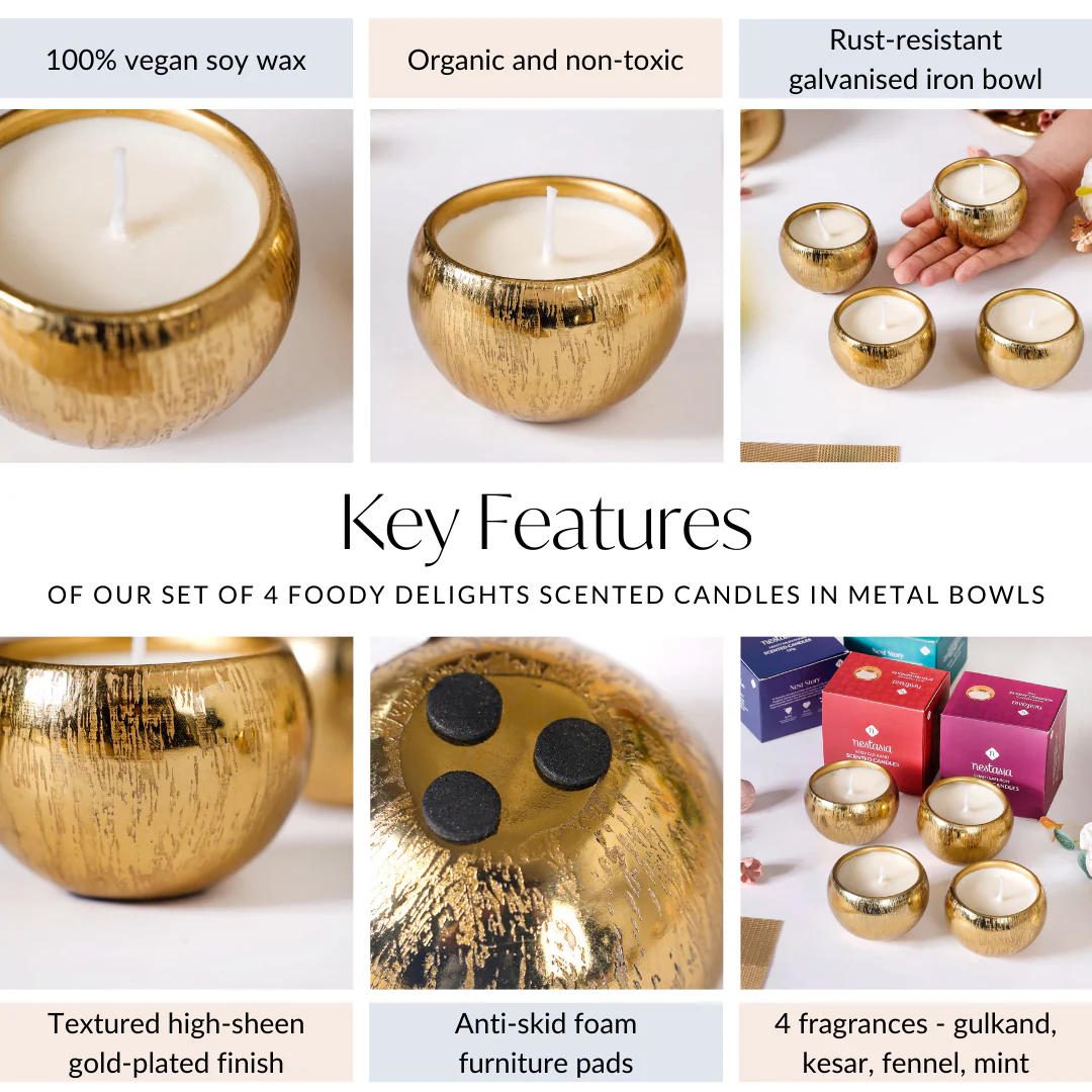 Set Of 4 Festive Delights Gold Scented Candles - Image 5