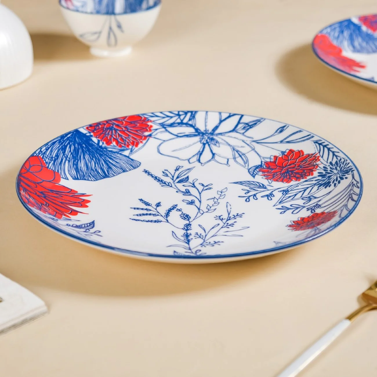 Set Of 4 Floral Ceramic Dinner Plates 10 Inch - Image 6