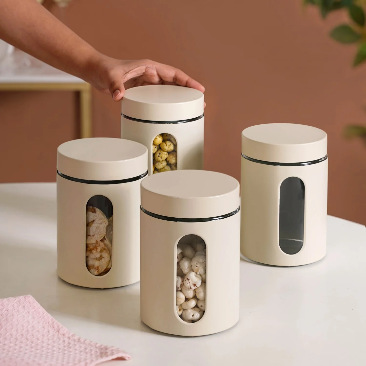 Set Of 4 Glass Storage Canister With Viewing Window 1200ml - Image 2
