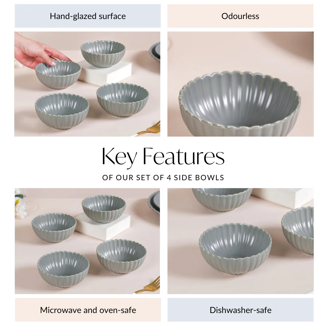 Set Of 4 Grey Scallop Side Bowls 250ml - Image 5