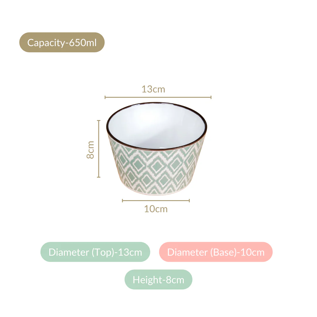 Set Of 4 Kaleido Serving Bowl Green 650ml - Image 4