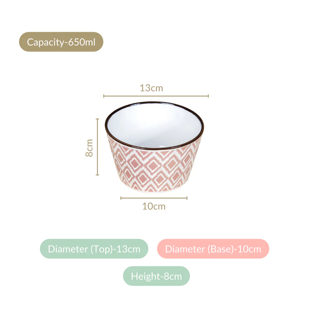 Set Of 4 Kaleido Serving Bowl Pink 650ml - Image 4