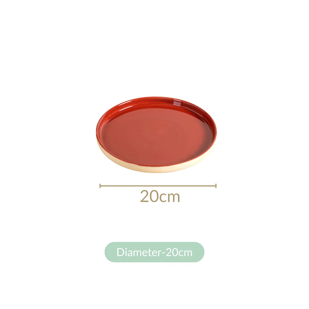 Set Of 4 Stoneware Snack Plates 8 Inch Amber Clay - Image 6