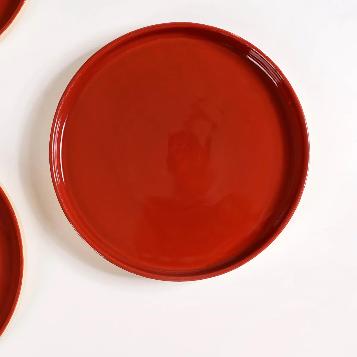 Set Of 4 Stoneware Snack Plates 8 Inch Amber Clay - Image 9