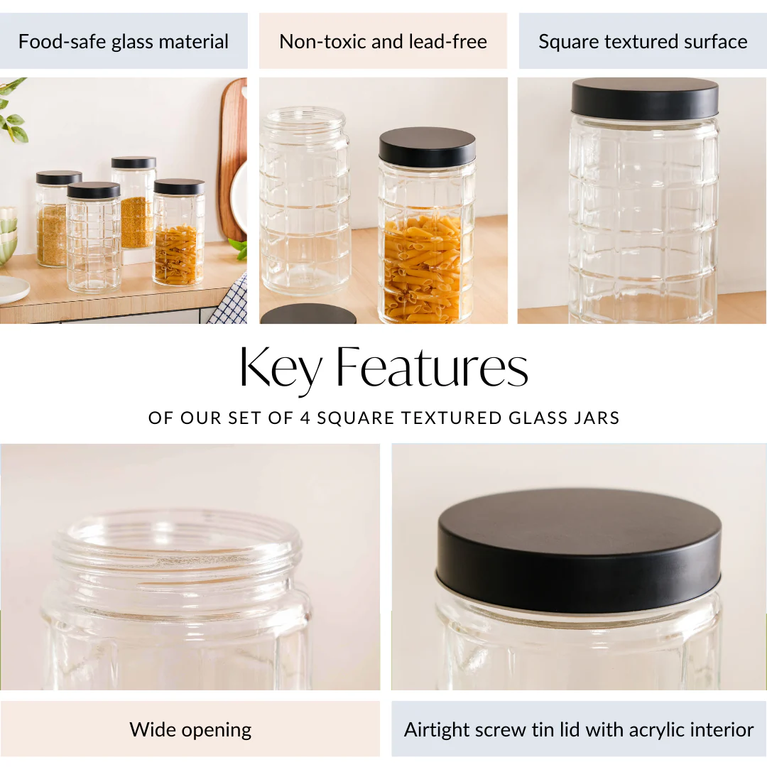 Set Of 4 Tall Glass Jars With Lid 1900ml - Image 4