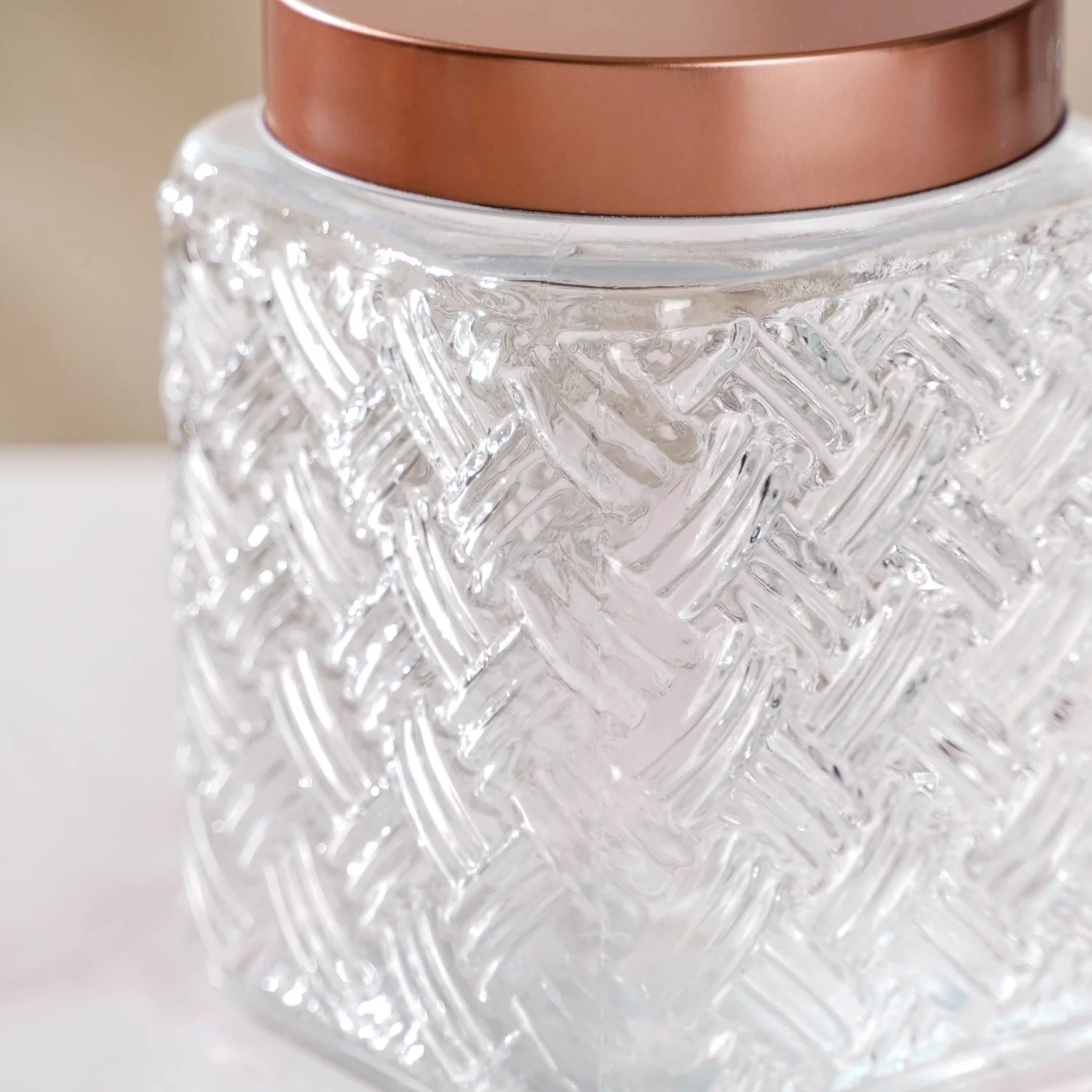 Set Of 4 Textured Glass Jars With Basket Weave 1600ml - Image 6