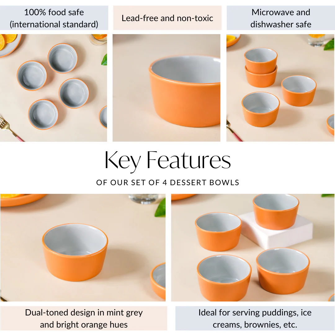 Set Of 4 Zoella Orange Dessert Bowls 200ml - Image 5