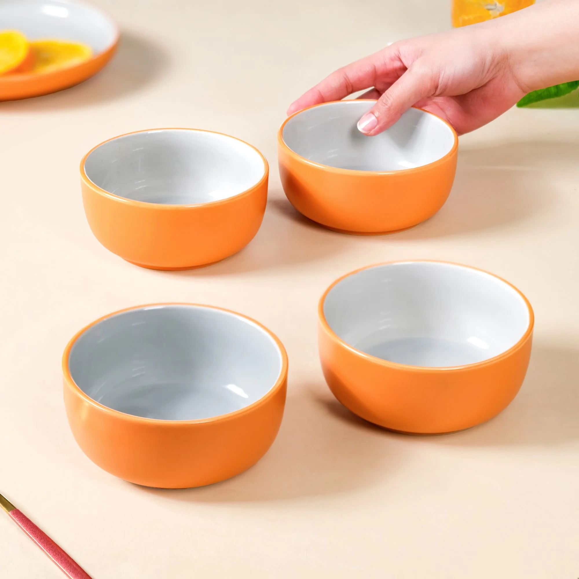 Set Of 4 Zoella Snack Bowls Orange 250ml - Image 2
