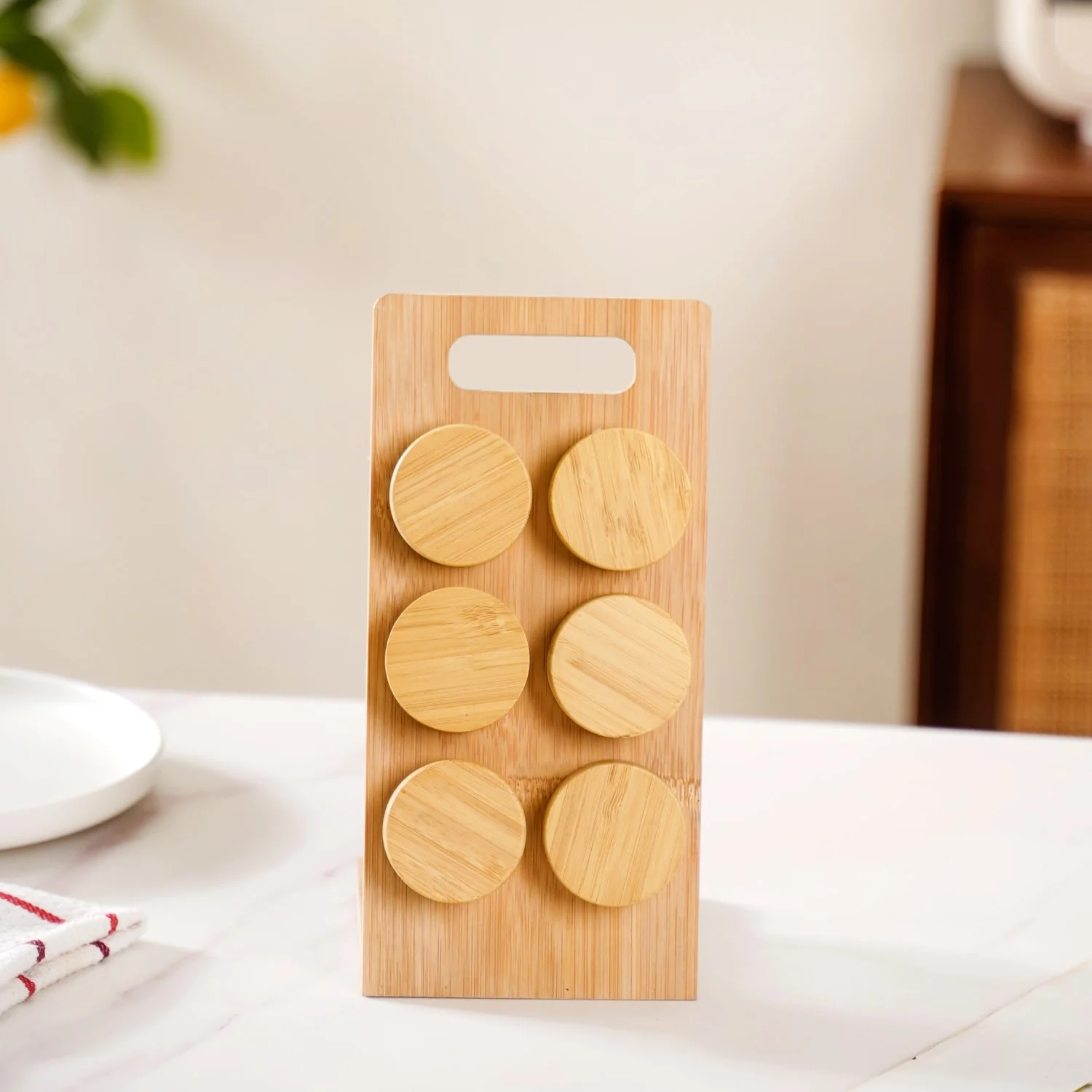 Set Of 6 Airtight Seasoning Jars With Wooden Stand 80ml - Image 7
