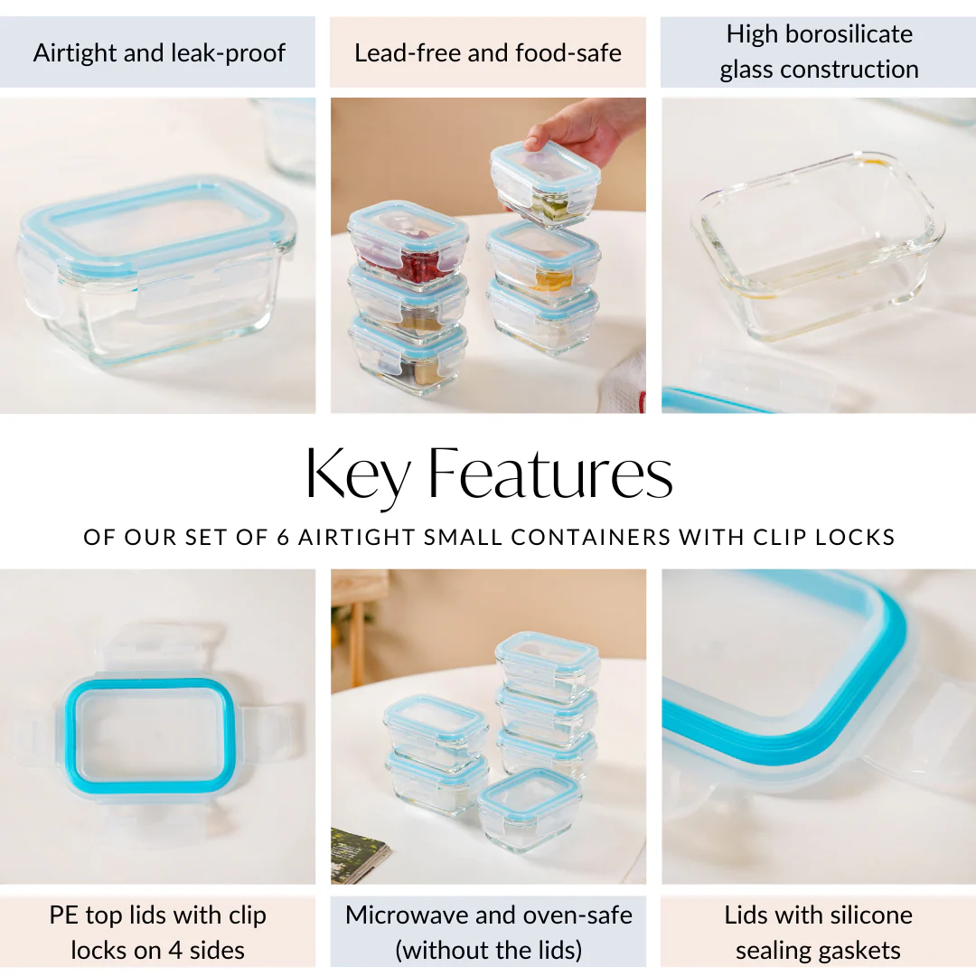 Set Of 6 Airtight Small Containers With Clip Locks 150ml - Image 6