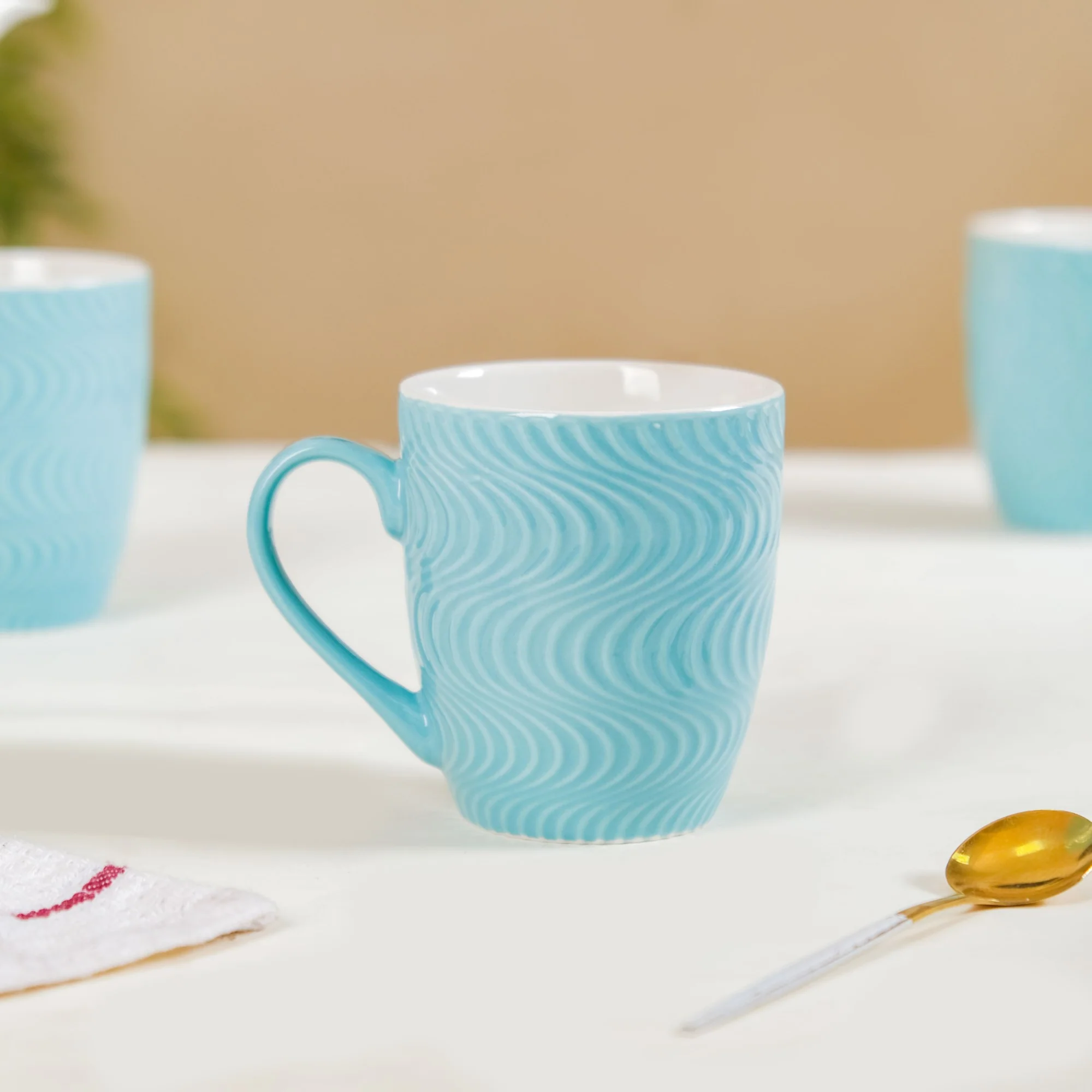 Set of 6 Blue Ocean Waves Mug 230ml - Image 3
