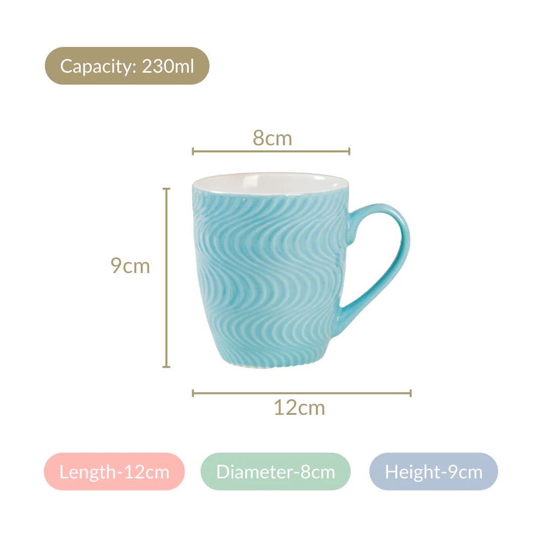 Set of 6 Blue Ocean Waves Mug 230ml - Image 5