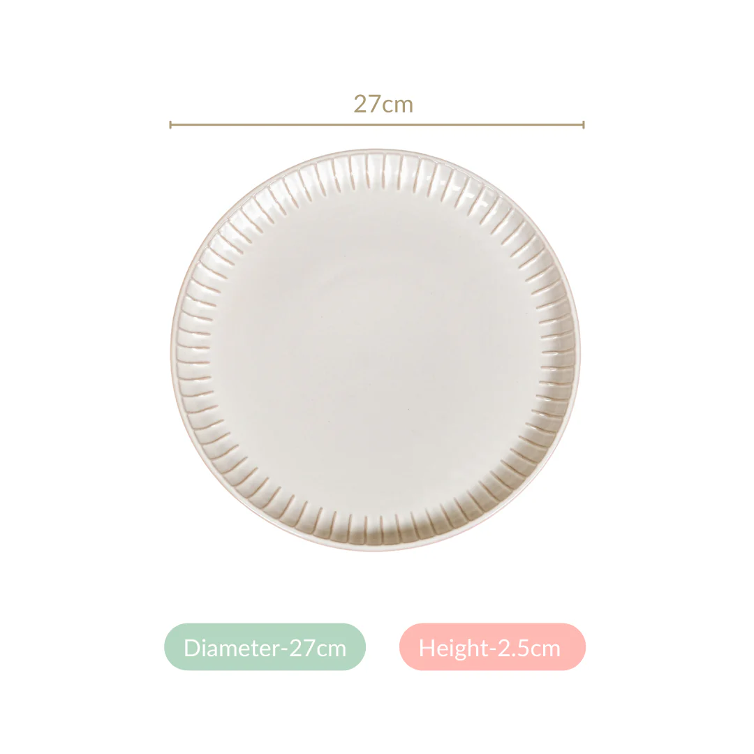 Set Of 6 Costola Ceramic Dinner Plate Grey 10 Inch - Image 4