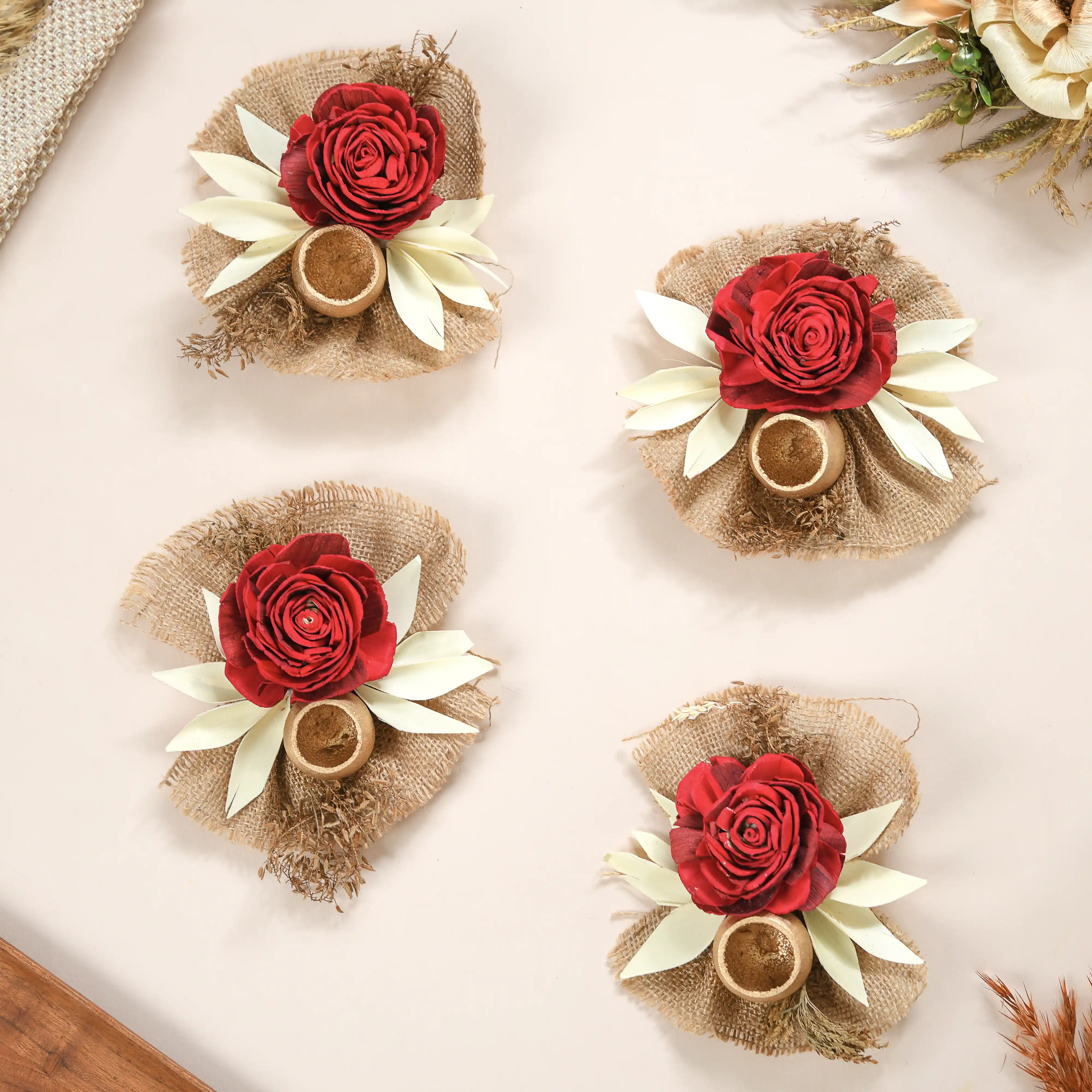 Set of 6 Decorative Dried Flowers And Jute Bunch - Image 10