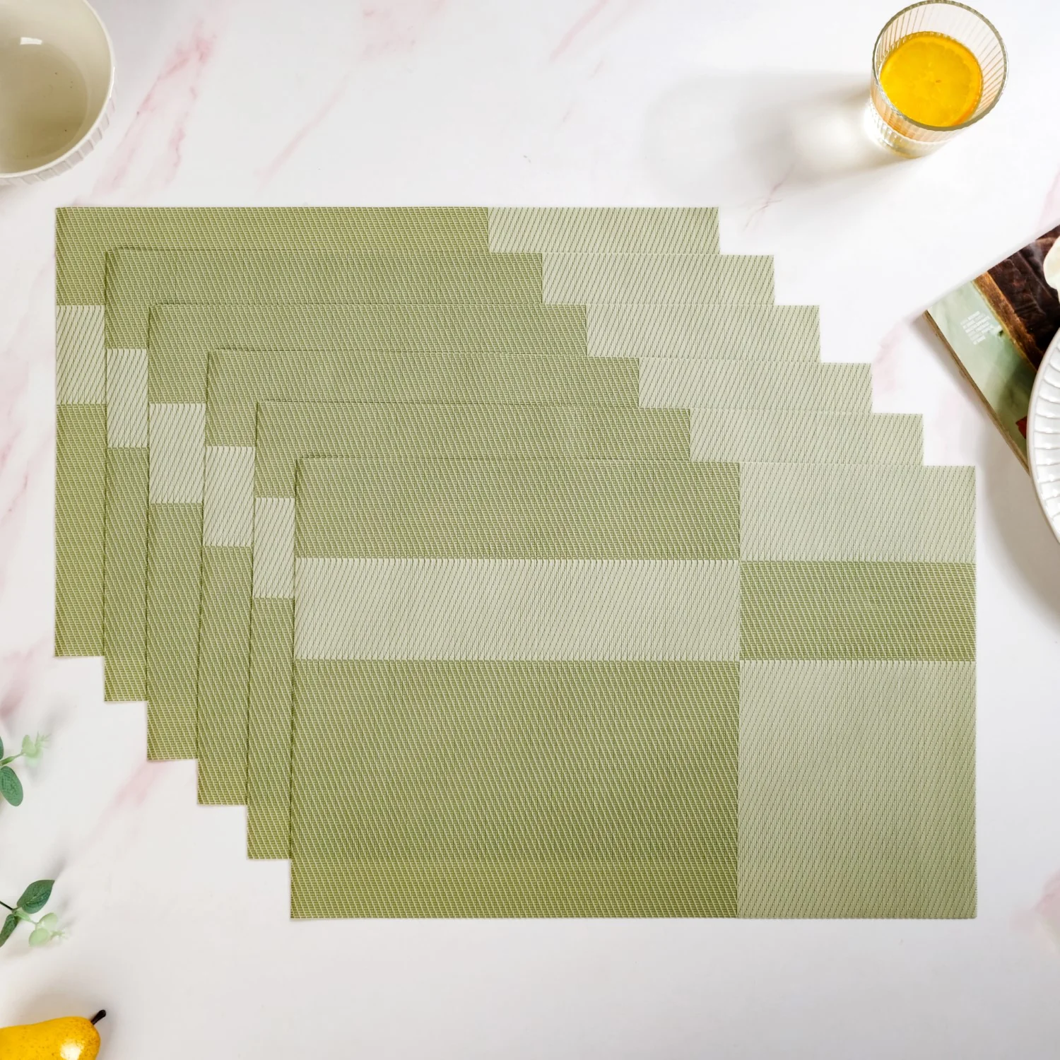 Set Of 6 Geometric Green Table Mat - Image 2
