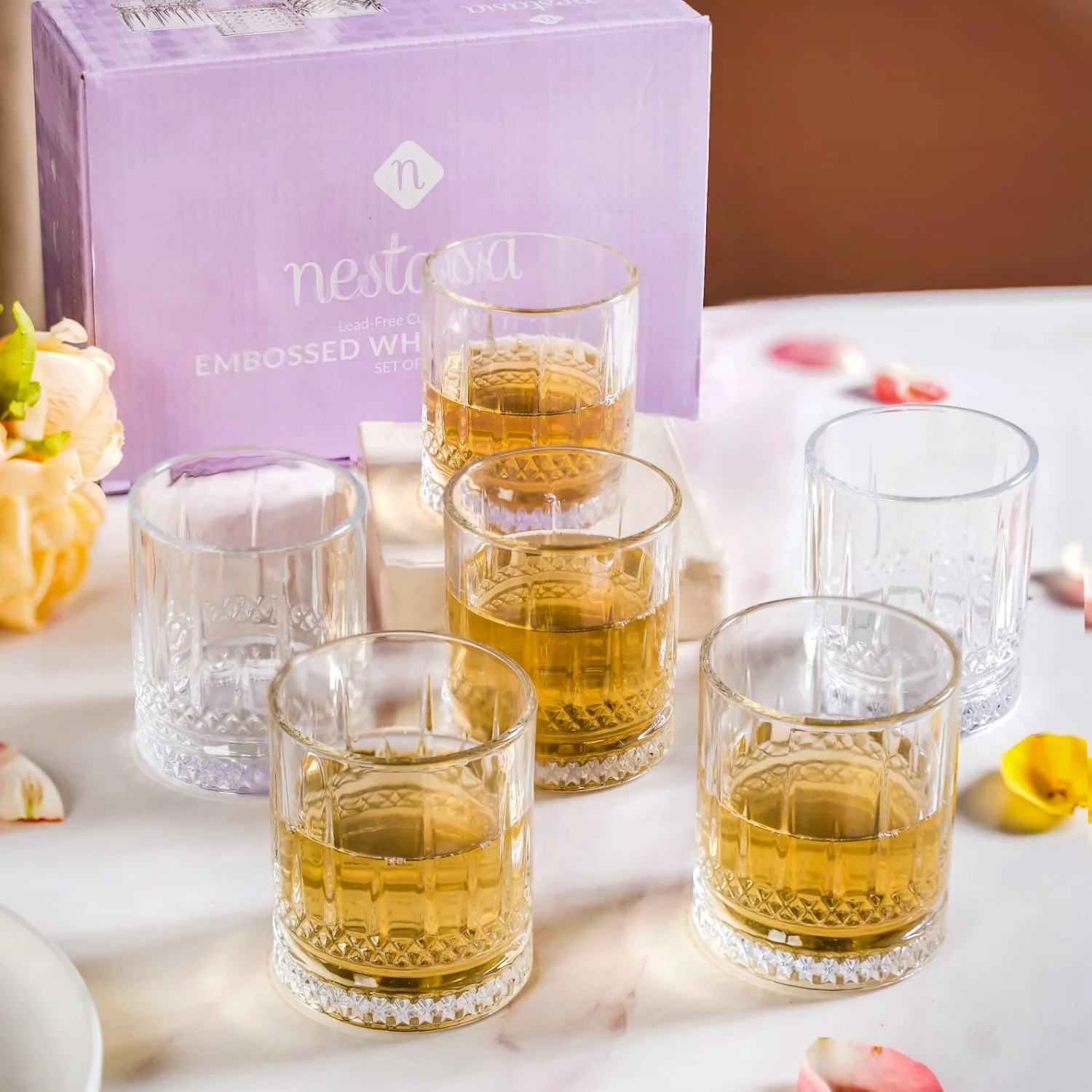 Set Of 6 Premium Ribbed Whiskey Glasses 220ml - Image 2