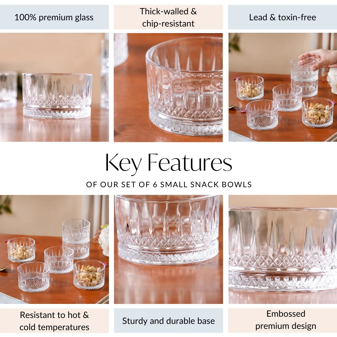 Set Of 6 Small Snack Bowls Glass 220ml - Image 5