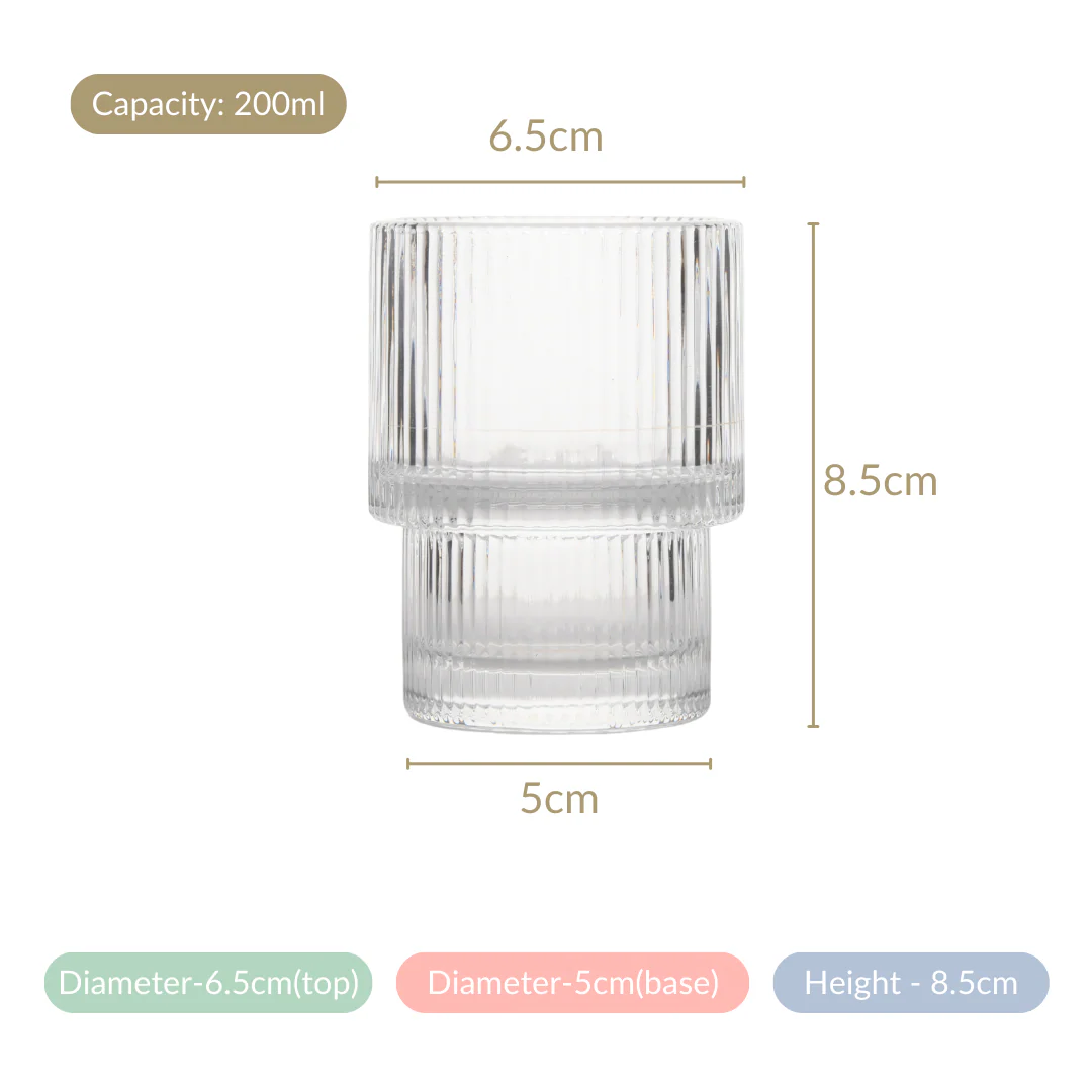 Set Of 6 Stackable Drinking Glasses Ribbed - Image 15