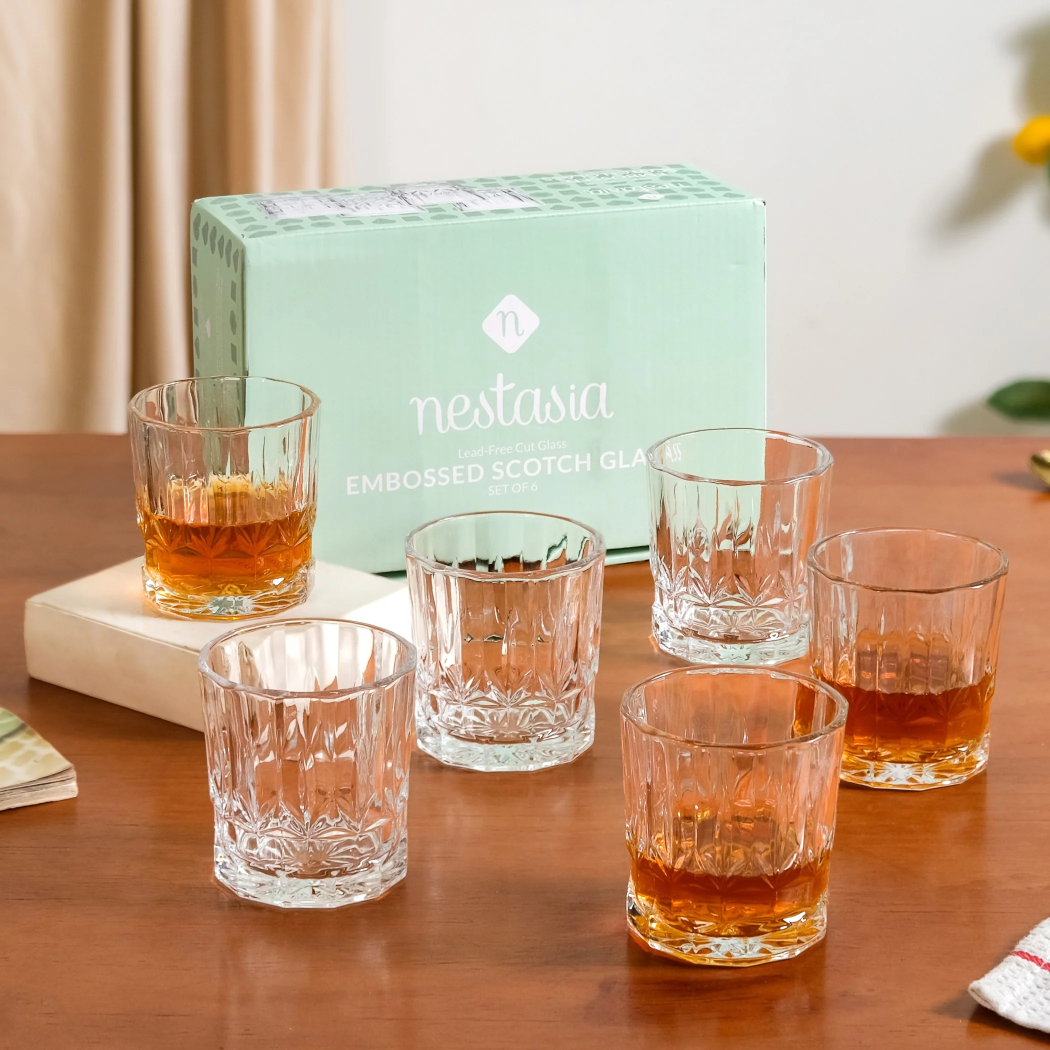 Set Of 6 Vintage Old Fashioned Whiskey Glasses 230ml - Image 2