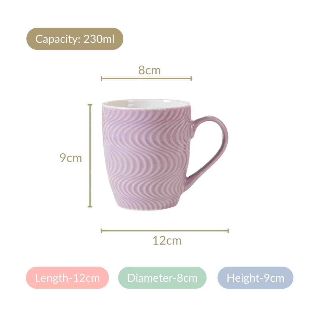 Set of 6 Waves Lavender Coffee Mug 230ml - Image 5