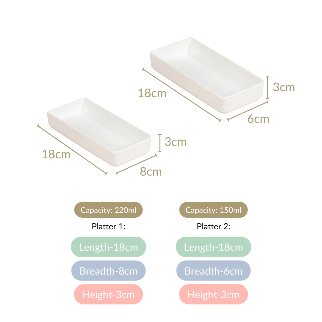 Set Of 6 White Ceramic Gift Box Serving Platter - Image 5