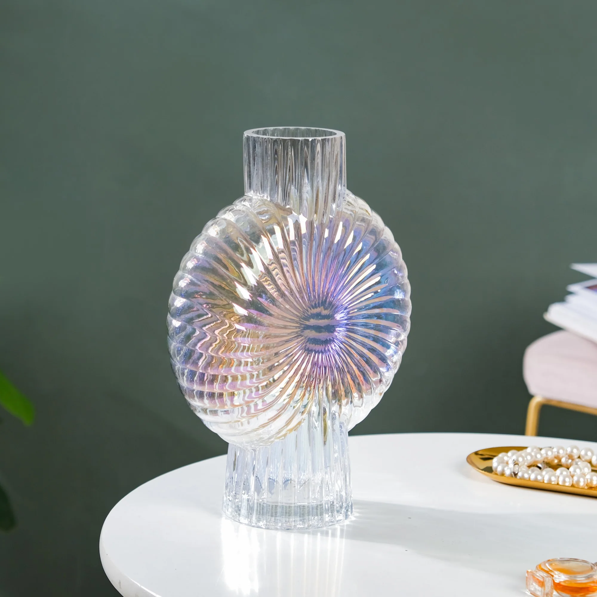 Shimmer Shell Design Glass Vase Large - Image 5