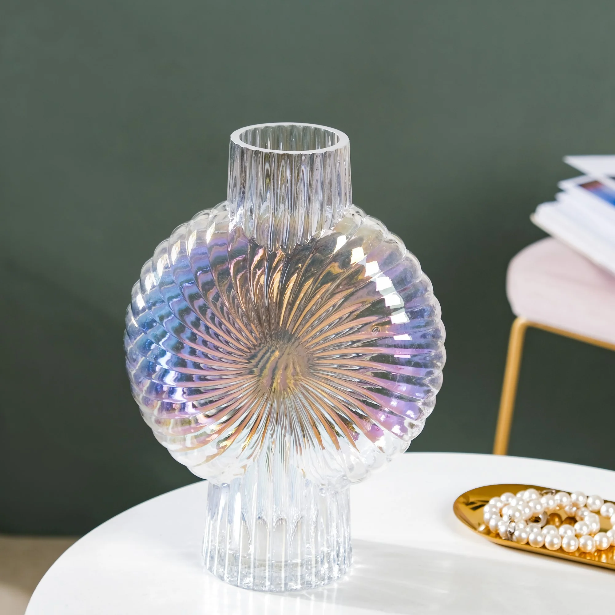 Shimmer Shell Design Glass Vase Large - Image 6