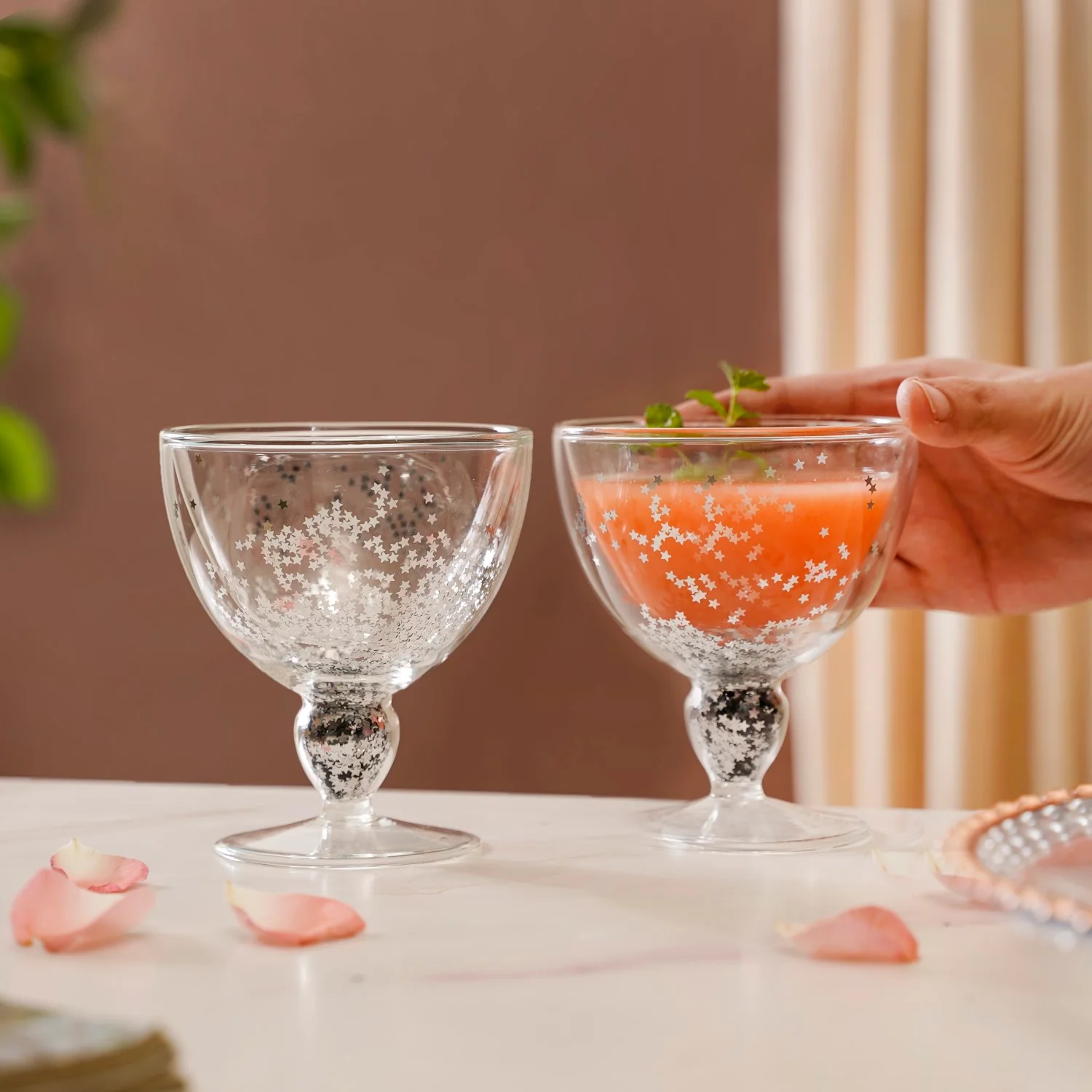 Shimmering Double Wall Stemmed Glass Goblet Set Of 2 250ml - Image 3