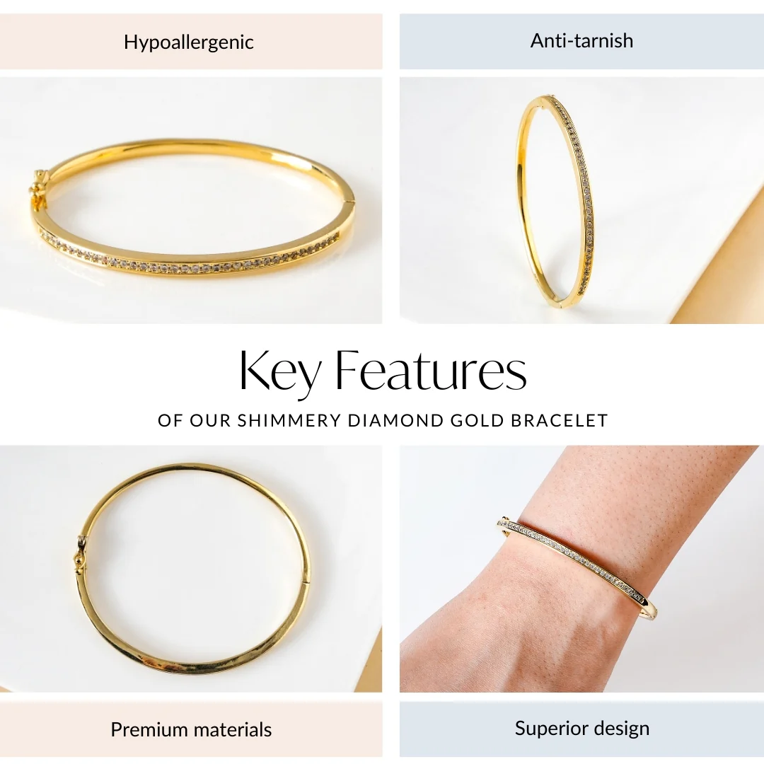 Shimmery Diamond Gold Bracelet - Image 4