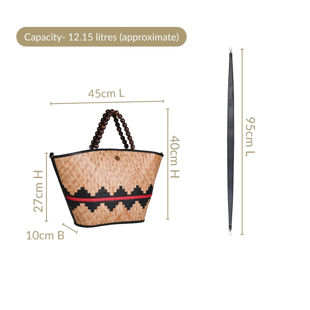 Shitalpati Bag With Beaded Handles - Image 4