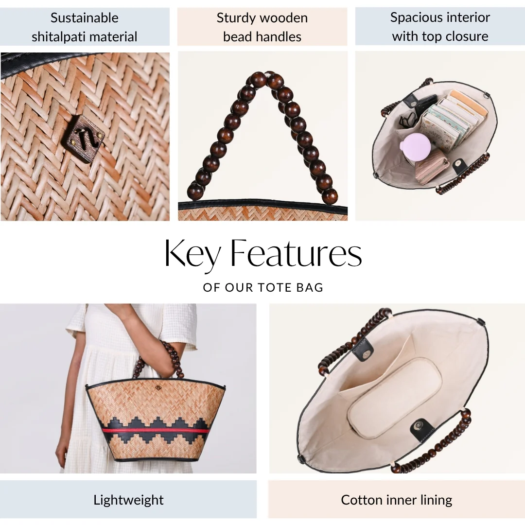 Shitalpati Bag With Beaded Handles - Image 5