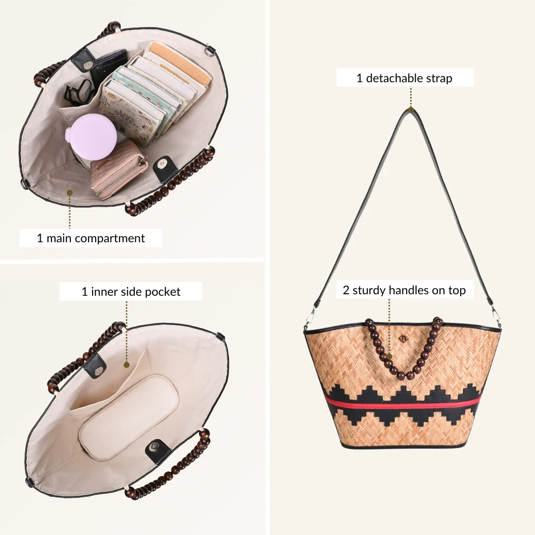 Shitalpati Bag With Beaded Handles - Image 6