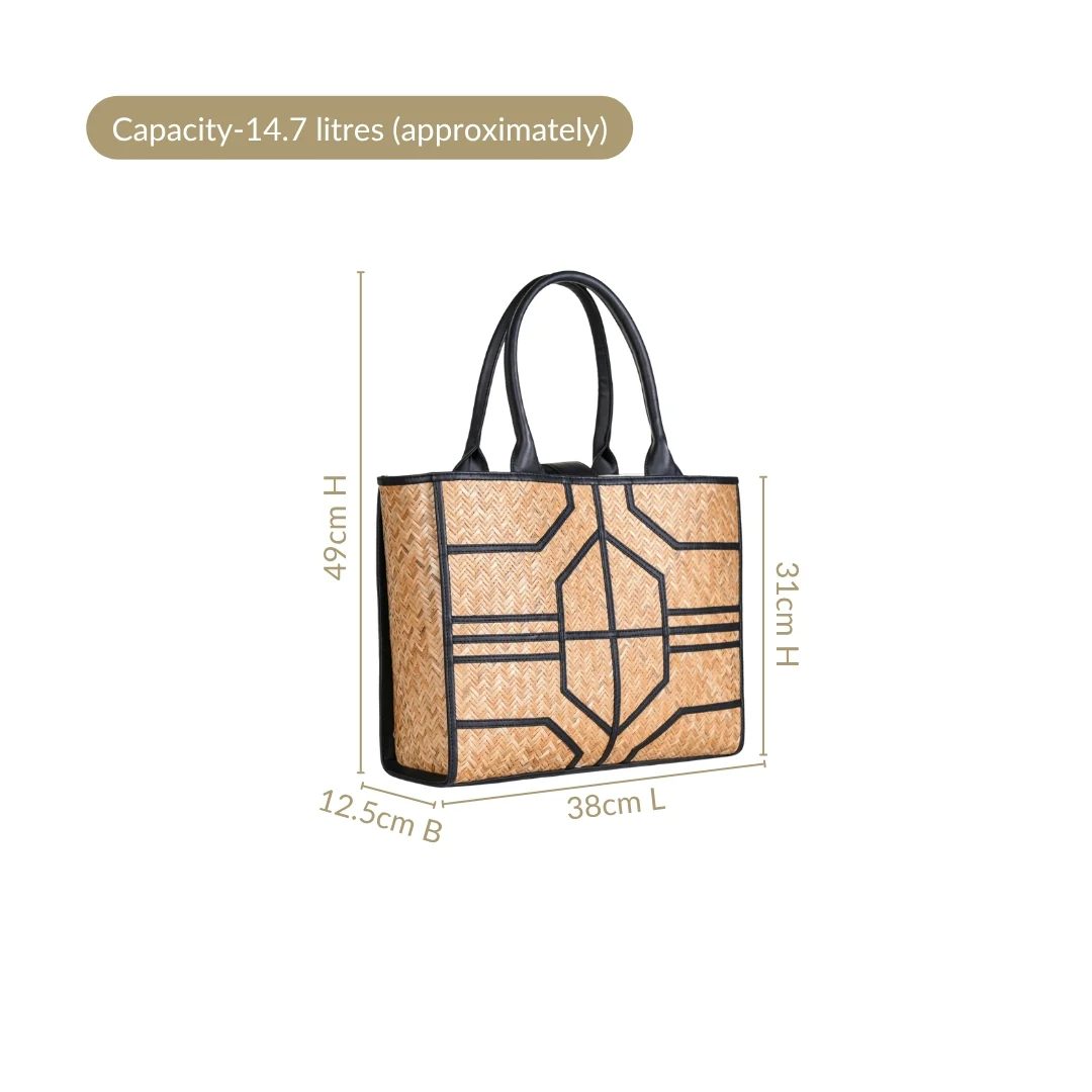 BreezeBag Handwoven Carryall Tote Black - Image 3