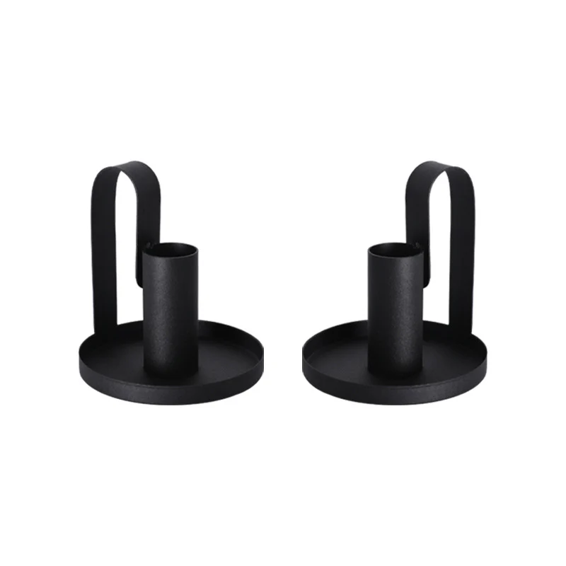 Short Black Candle Holders Set Of 2 - Image 5