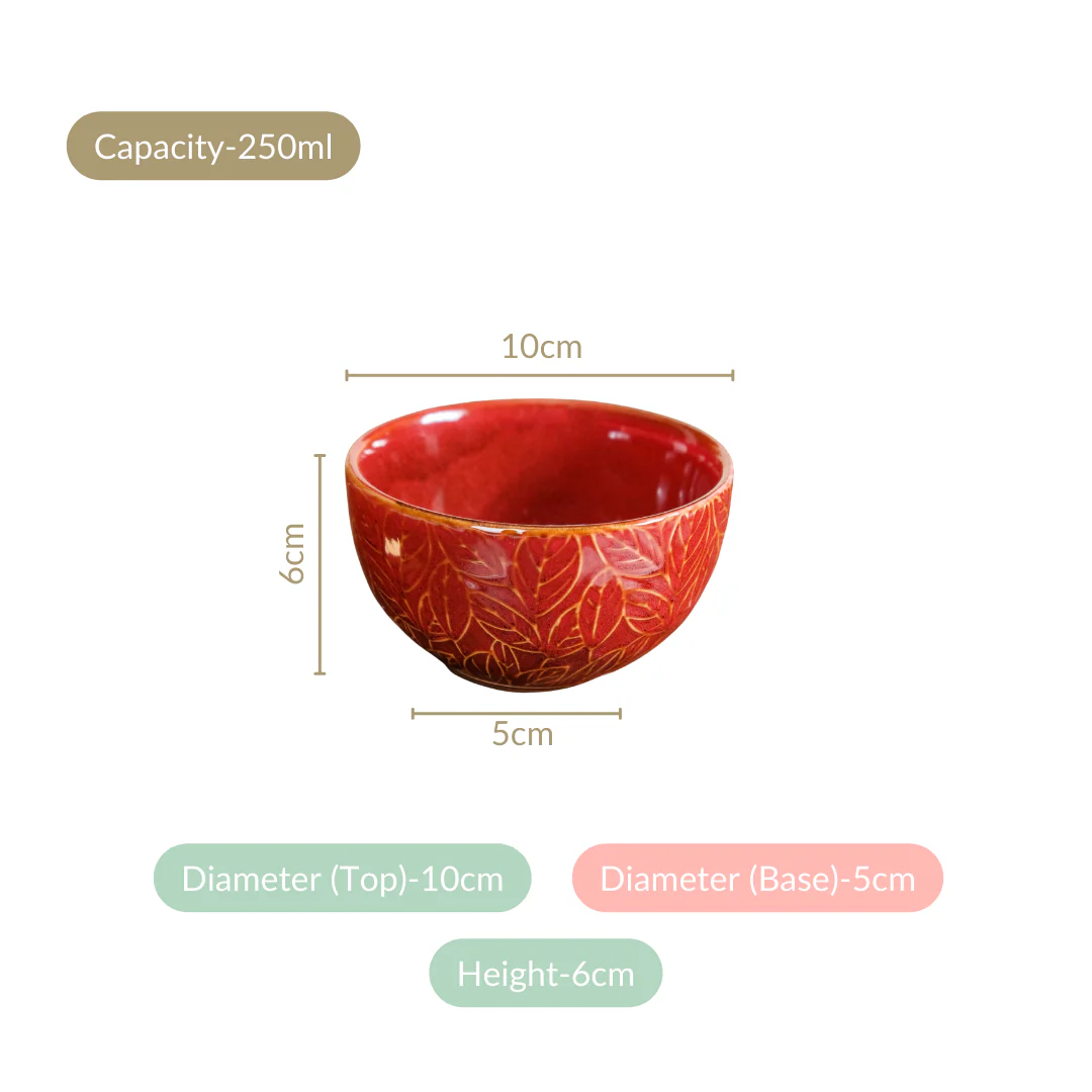 Sienna Set Of 4 Leaf Embossed Ceramic Small Bowl 250ml - Image 4