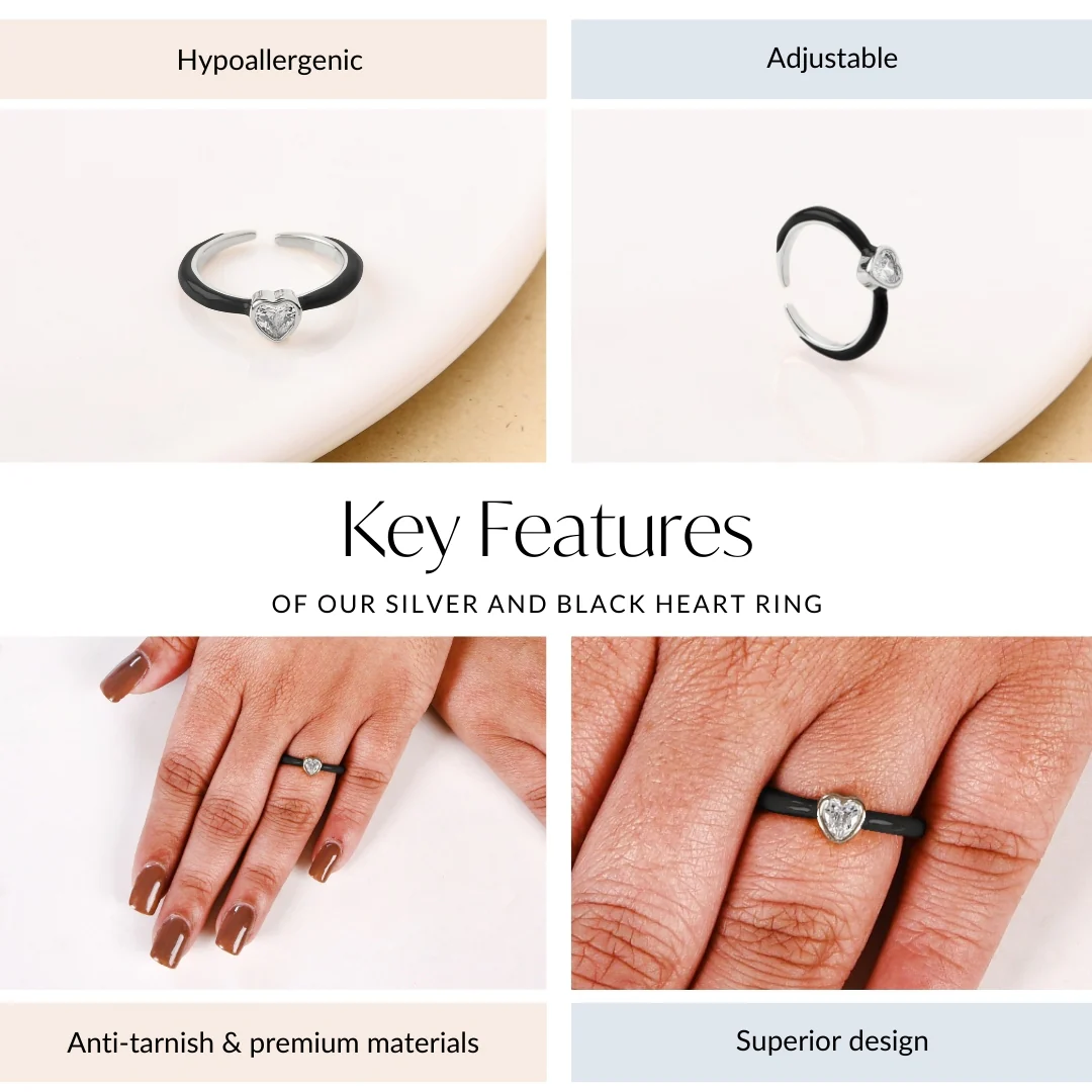 Silver And Black Geometric Ring - Image 4