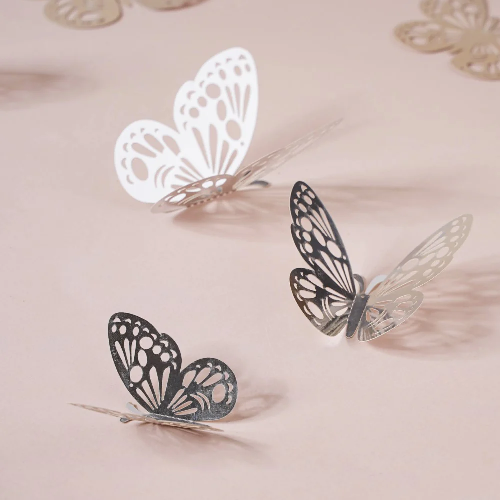 Silver Butterfly 3D Wall Stickers Set Of 12 - Image 6