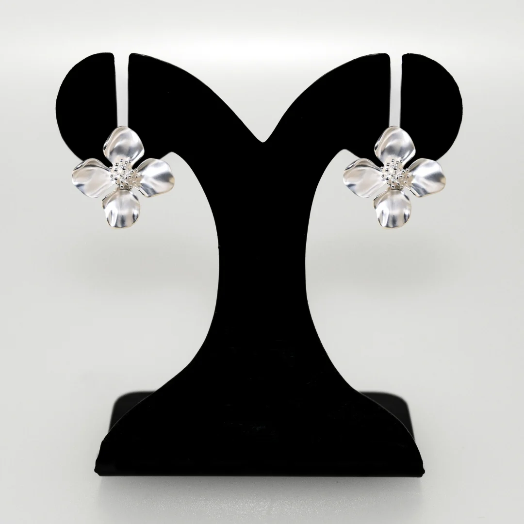 Silver Cornus Bloom Statement Earrings - Image 6