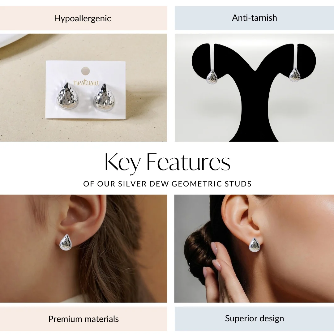 Silver Dew Geometric Studs - Image 4