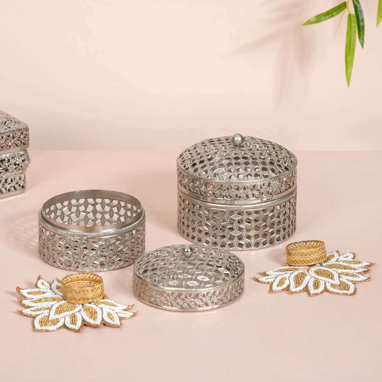 Silver Dry Fruits Gift Box Hamper Set of 7 - Image 2