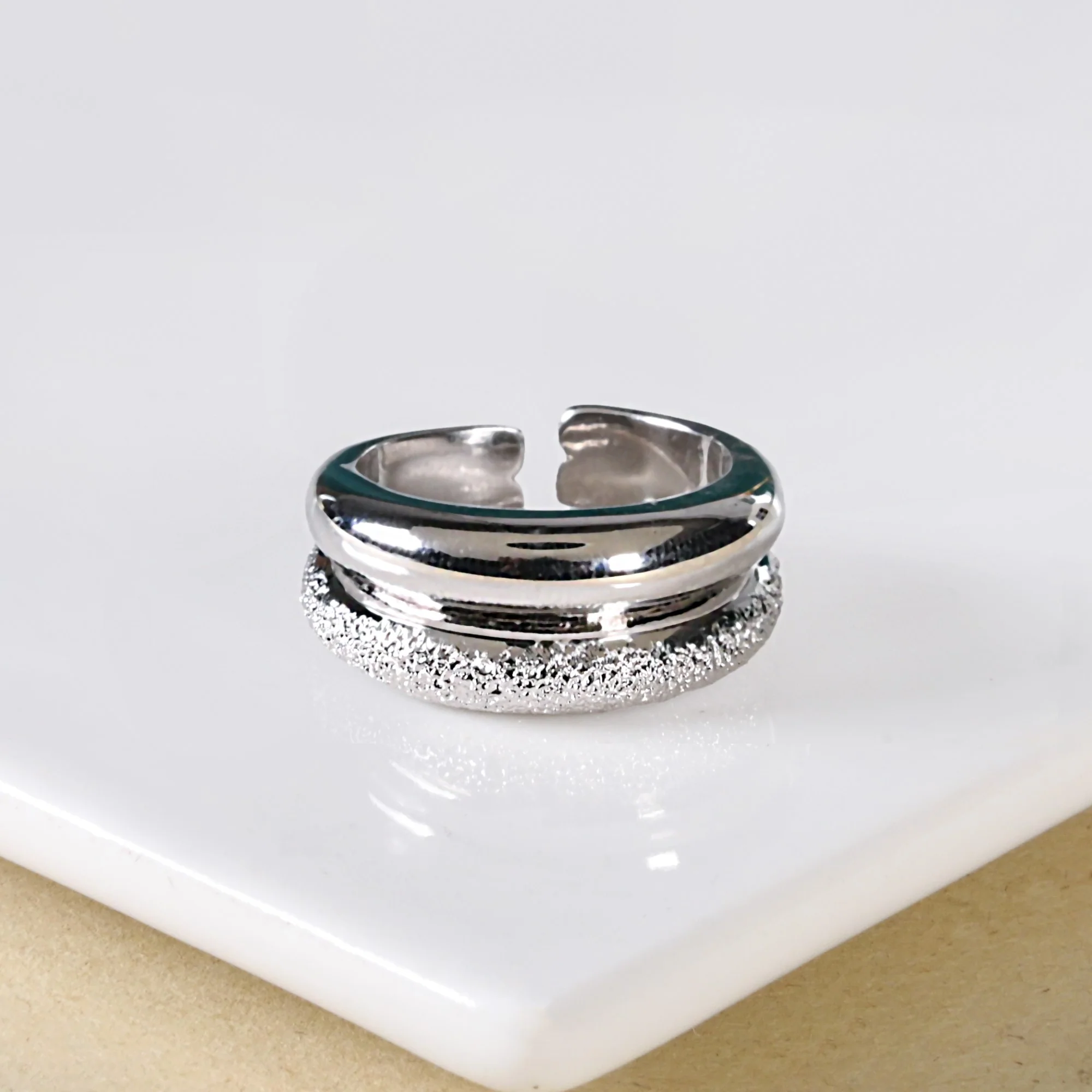 Silver Duo Crusted Ring - Image 5