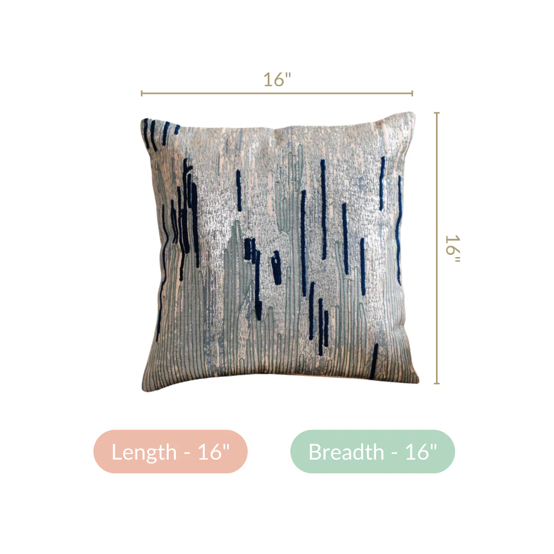 Silver Foil Abstract Embroidered Cushion Cover 16x16 Inch - Image 5