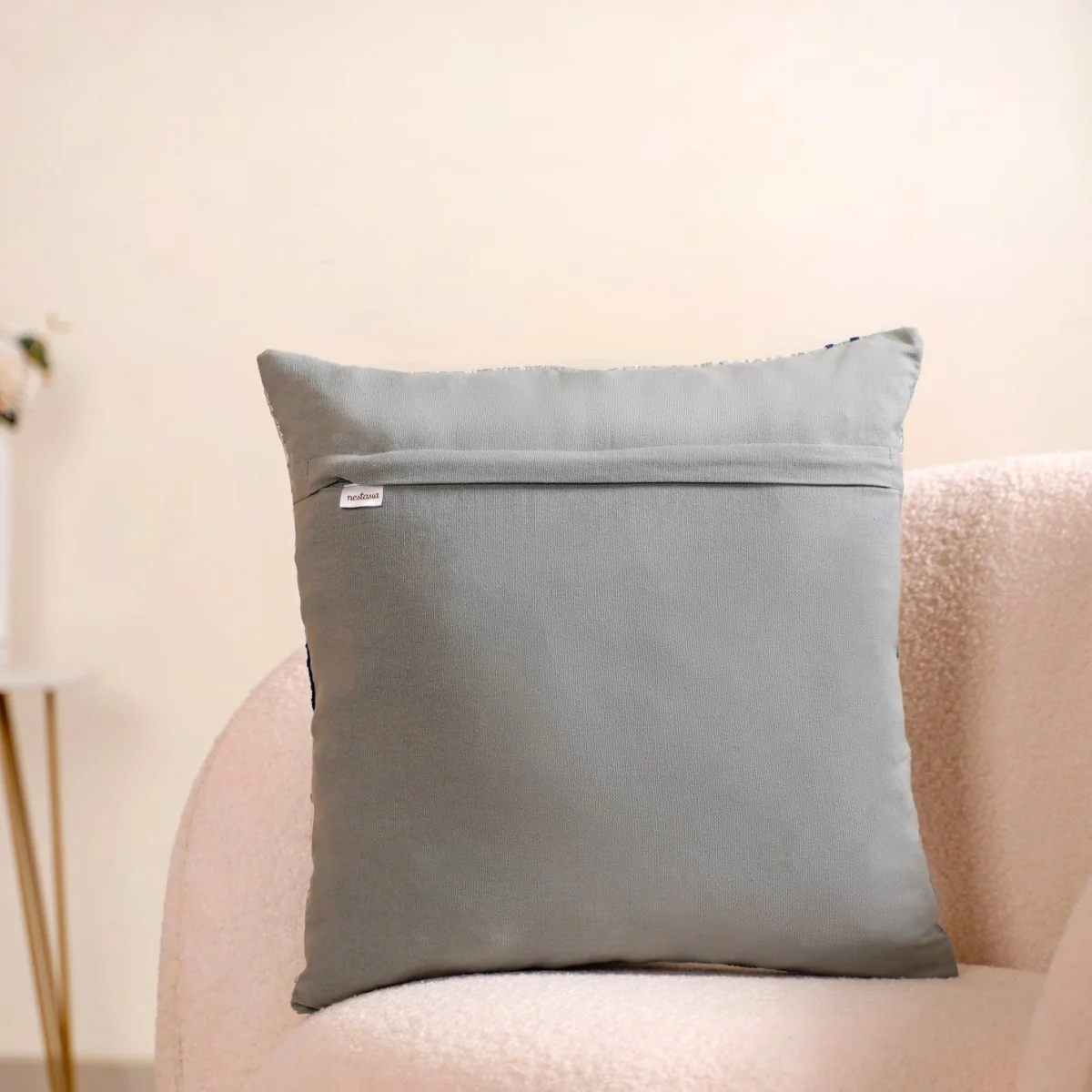 Silver Foil Abstract Embroidered Cushion Cover 16x16 Inch - Image 8